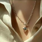 Heart OT Buckle Chain Necklace Fashion Jewelry for Women Daily Wear Party Wedding Anniversary Gift Minimalist Trendy Style