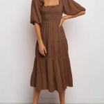 Low MOQ Custom Print Puff Sleeve Dress Smocking Tube Tops Offshoulder Sexy Women Dress